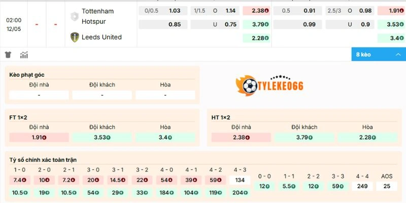 Dự đoán kèo Tottenham Hotspur vs Leeds United